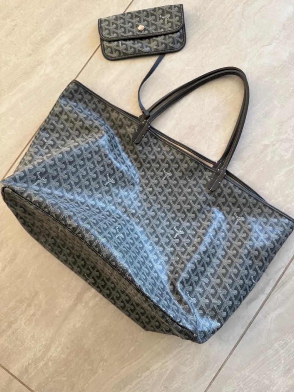 Grey Goyard GM Tote with Matching Pouch